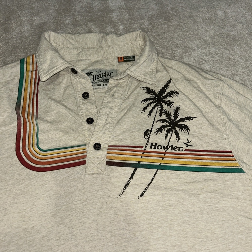 Howler Bros Rookery Polo Shirt Mens Size Medium Beach Retro Surf Boardwear